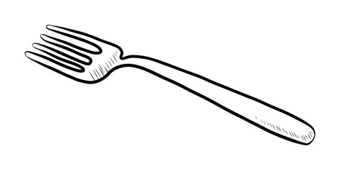 BLACK AND WHITE VECTOR CONTOUR DRAWING OF THE FORK