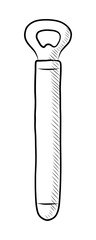 BLACK AND WHITE VECTOR CONTOUR DRAWING OF THE BOTTLE OPENER