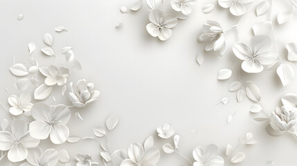 Spring border background with white blossom Spring Elegance: White Blossom Border Background"