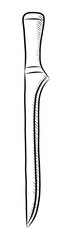 BLACK AND WHITE VECTOR CONTOUR DRAWING OF A KITCHEN KNIFE