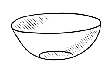 BLACK AND WHITE VECTOR CONTOUR DRAWING OF A KITCHEN BOWL