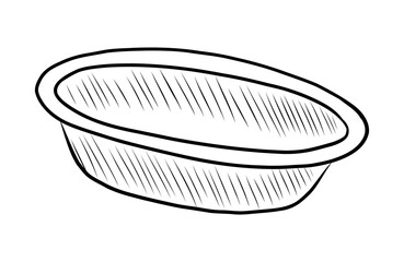 BLACK AND WHITE VECTOR CONTOUR DRAWING OF A KITCHEN BOWL