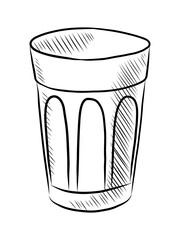 BLACK AND WHITE VECTOR CONTOUR DRAWING OF A GLASS CUP