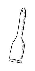 BLACK WHITE VECTOR CONTOUR DRAWING OF KITCHEN SILICONE SPATULA
