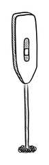 BLACK AND WHITE VECTOR CONTOUR DRAWING OF A MANUAL CAPPUCCINO MACHINE