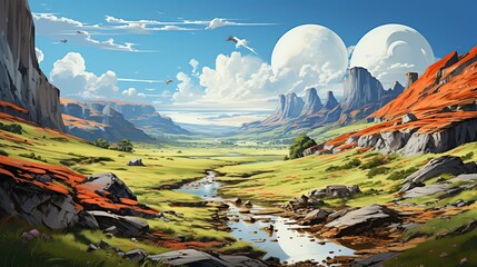 On the surface of a barren planet, settlers establish a colony within the hollowed-out remains of a massive asteroid, their domed habitats offering protection from the harsh cosmic environment.