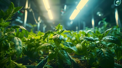 Fototapeta premium Futuristic Space Greenhouse for Long Missions Cultivating Sustainable Food Production