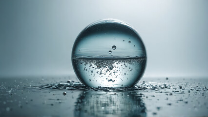 Water droplet reflecting upside down world minimalist snow globe effect distorted reality dream within a