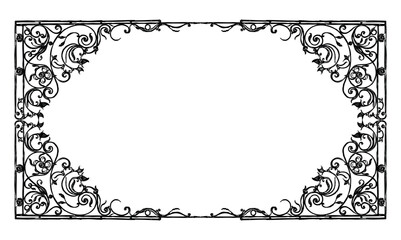 Border, ornamental, retro, decoration, tendrils, swirls, greeting, card, invitation, vintage style, vector hand drawn illustration isolated on white