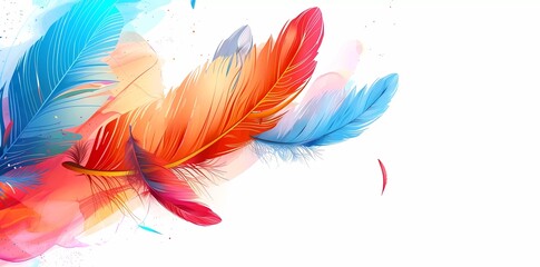 Colorful feather background. Abstract dynamic composition. Vector feather illustration
