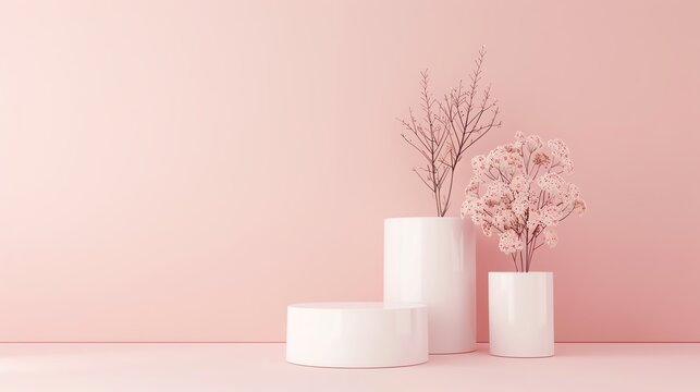 Minimalistic product presentation, pastel background, empty space, light solid color, contemporary style