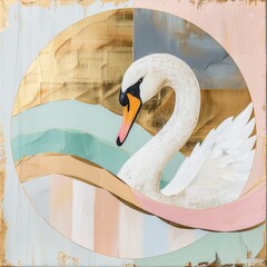 Geometric abstract art, swan, AI generated