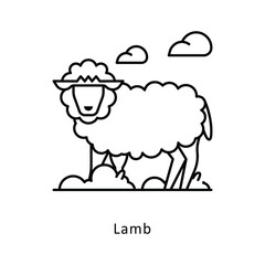 Lamb vector filled outline icon style illustration. Symbol on White background EPS 10 File