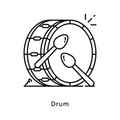 Drum vector filled outline icon style illustration. Symbol on White background EPS 10 File