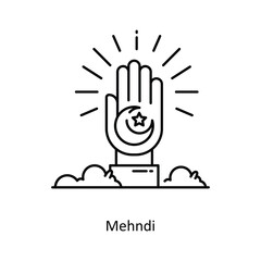 Mehndi vector filled outline icon style illustration. Symbol on White background EPS 10 File