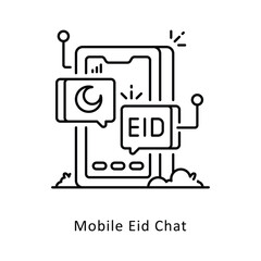 Mobile Eid Chat vector filled outline icon style illustration. Symbol on White background EPS 10 File