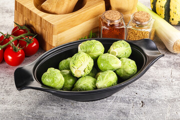 Brussels sprout cabbage in the bowl