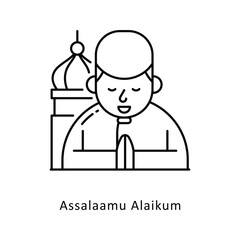 Assalaam u Alaikum vector filled outline icon style illustration. Symbol on White background EPS 10 File