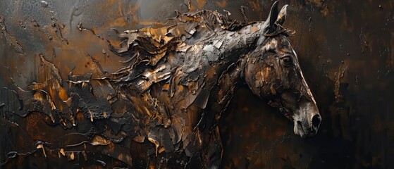 Fototapeta premium Horses against textured backgrounds