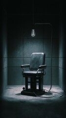 Minimalist Dark Drawing Eerie Electric Chair Scene