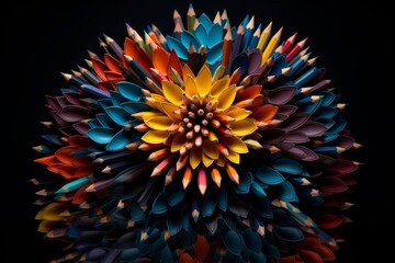 Obraz premium Another arrangement of colorful pencils on a dark background,