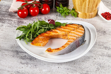 Tasty delicous grilled salmon steak