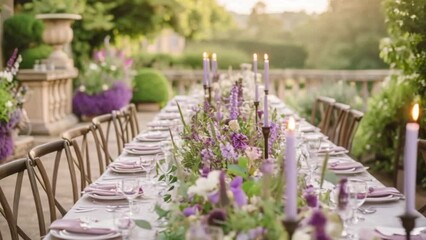 Wedding decor in the countryside, lavender theme decoration idea
