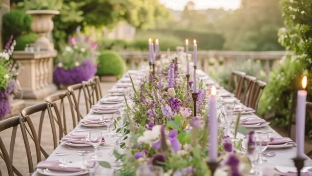 Wedding decor in the countryside, lavender theme decoration idea