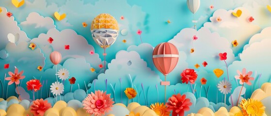 Fototapeta premium Scenic pictures made from beautiful colorful paper.