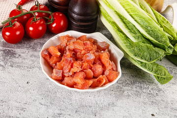 Salted salmon cubes for cooking