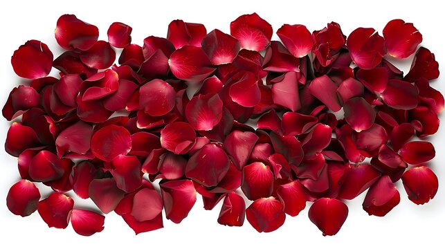 Captivating red rose petals arranged beautifully on transparent canvas.