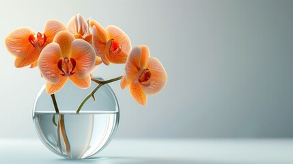 A vase filled with orange flowers placed on top of a table © Pavel Kachanau
