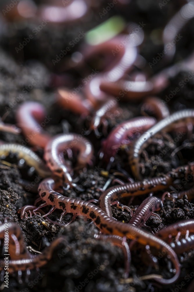 Wall mural A photograph of worms sitting on top of a pile of dirt