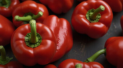 Red and green peppers growing in the garden ai photo