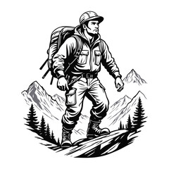 Naklejka premium Vintage Mountain Climber Badge Illustration