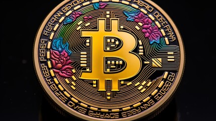 Another Bitcoin coin with a vibrant design,