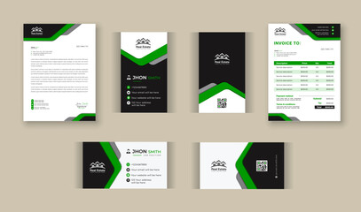 Modern professional Business card with letterhead and invoice vector.