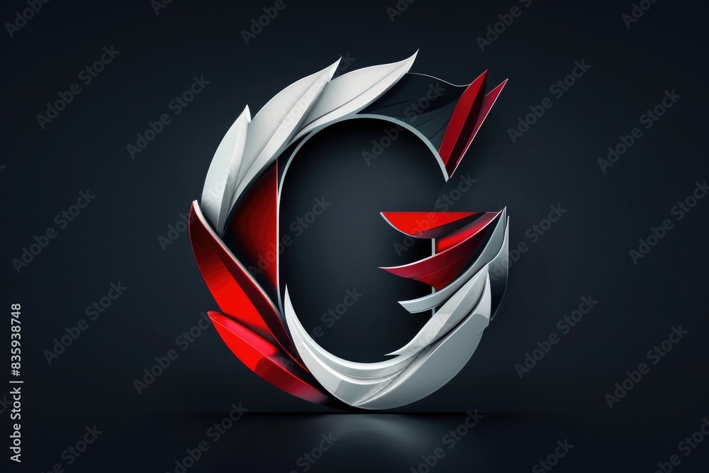 Poster simple design featuring a red and white letter c on a black background, suitable for use in branding