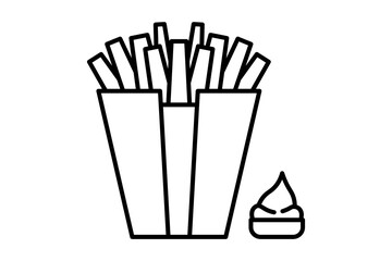 French fries icon. icon related to fast food. suitable for web site, app, user interfaces, printable etc. line icon style. simple vector design editable