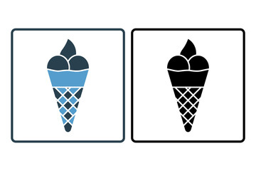 Ice cream cone icon. icon related to fast food. suitable for web site, app, user interfaces, printable etc. solid icon style. simple vector design editable
