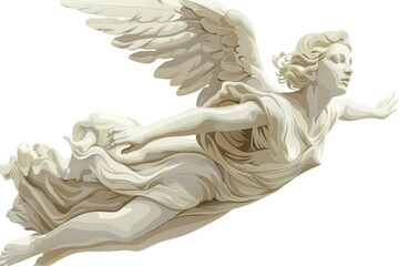 A beautiful statue of an angel in mid-air, creating a sense of movement and wonder