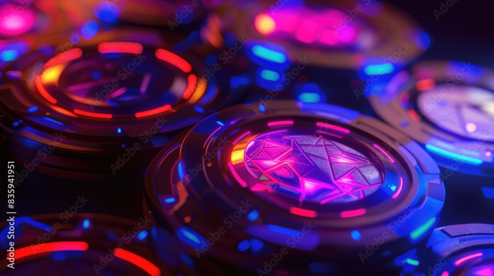 Aufkleber A close-up view of a stack of poker chips, ideal for use in financial or gaming related contexts
