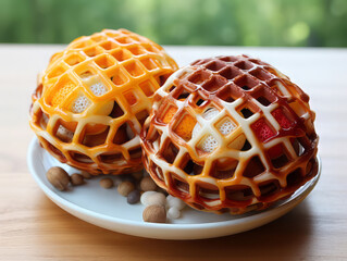 Luxurious ong kong or belgian bubble waffles