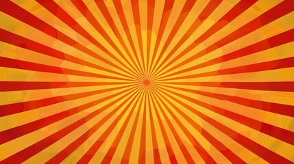 Sunburst or sunbeam orange, yellow and red retro vintage background.