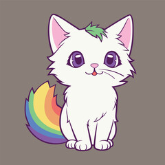 Cute cat with rainbow tail and green hair representing lgbt community, Pride month mascot