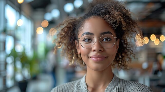young woman using a digital tablet in a modern office with her colleagues in the background.illustration