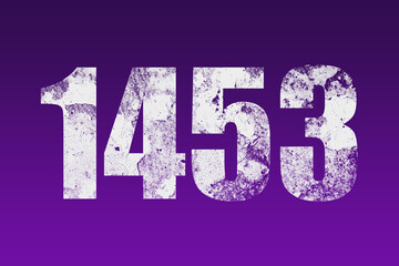 flat white grunge number of 1453 on purple background.