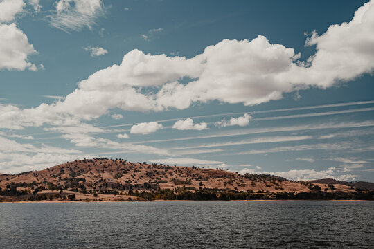 Rolling hills and blue water &mdash; Views from the Dam Wall at Hume Dam.