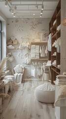 Cozy and Inviting Maternity Boutique with Soft Furnishings and Minimalist Aesthetic