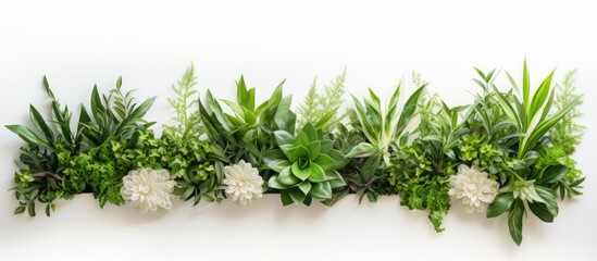 home wall decoration with natural green flower plants. Creative banner. Copyspace image